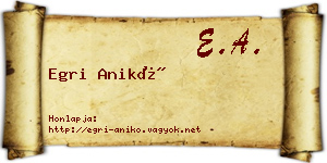 Egri Anikó névjegykártya